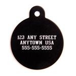 Small Black Circle Personalized Pet Tag