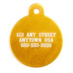 Large Gold Circle Personalized Pet Tag