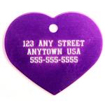 Large Purple Heart Personalized Pet Tag