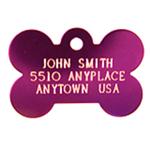 Small Purple Bone Personalized Pet Tag