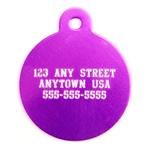 Large Purple Circle Personalized Pet Tag