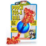 Pooch Tug-A-Ball Translucent Blue W/Yellow-Orange Cotton Rop