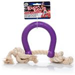 Rough & Rugged Rubber Horseshoe With Rope Bone