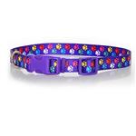Pet Attire Paw Pattern Adjustable Nylon Collar 5/8 x 10 -14 long