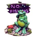 Resin Ornament - Potbelly Frog w/No Fishing Sign