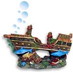 Resin Ornament - Pirate Shipwreck w/Sharks Bubbler