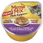 Meow Mix Pate Toppers With Real Chicken Topped With Shreds Of Turkey