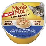 Meow Mix Pate Toppers With Real Tuna Topped With Flakes Of Tuna & Shrimp