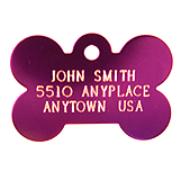 Large Purple Bone Personalized Pet Tag Best Price
