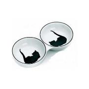 Ceramic Grecian Cat Double Dish 8.5' Best Price