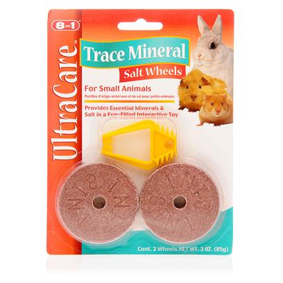 8 in 1 Presents 8 In1 Salt Wheel with Minerals 3oz/2 Pack. Commercial Small Animal Foods do not Always Provide Certain Essential Minerals. Trace Minerals and Salt are Needed to Supplement the Diets of Rabbits, Guinea Pigs, Gerbils, Hamsters, and Other Small Pets. The 8 in 1 Salt Wheel with Minerals Provides these Essential Trace Minerals, Including Salt, Manganese, Magnesium, Iron, Copper, Cobalt, Sulfur, Iodine, and Zinc. All are Combined in a Flavorful Hard Wheel that your Pet can Lick or Chew on as Needed. The Wheel is Designed to Spin when Attached to the Cage; your Pet not only Gets Nutrition, but also Exercise and Entertainment at the Same Time. With Proper Nutrition and Exercise, your Small Animal will be Healthier, Happier, and Live Longer. The 8 in 1 Salt Wheel with Minerals Provides the Ingredients that will Help your Pet Maintain Optimum Health Throughout its Life. [10268]