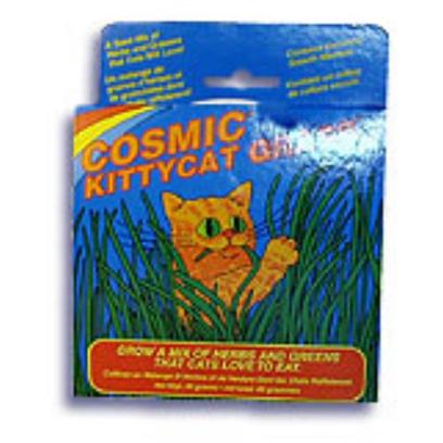 Cosmic Presents Cosmic Kittycat Grass Kitty Cat. Just Like an Outdoor Cat, an Indoor Cat Needs to Nibble on Grass to Prevent Hairballs and Get Important Nutrients Like Folic Acid. Cosmic Kittycat Grass is a Natural Blend of Herbs and Greens to Satisfy Cats and Kittens. You can Easily Grow it at Home as it Comes in a do-it-Yourself Growing System. Your Cats will Love the Safe and Natural Grass, and You'll Love how Happy it Makes your Kitty. [10608]