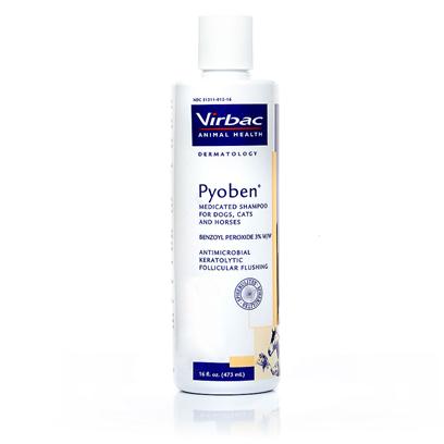 Virbac Presents Pyoben Shampoo 16oz Bottle. Lather, Rinse, Repeat. Pyoben Shampoo is a Medicated Pet Shampoo that Treats a Wide Range of Skin Conditions Including Bacterial and Microbial Infections, Warts, Fungal Growths, and Even Cuts and Wounds. Its Antimicrobial Properties Lower the Skin's Ph and Wipe out any Bacteria, Yeast or Fungi that may be Present. Pyoben Shampoo has an Oxidizing Agent that Removes Crusts and Secretions from the Animal's Coat and Flushes Debris and Grease out of its Hair Follicles. As you Lather the Shampoo, it Forms a Protective Film on the Skin and Hair that Slowly Releases its Active Ingredients for Days After Use. [12588]