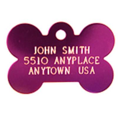 Petcarerx Presents Small Purple Bone Personalized Pet Tag 1.1' X 0.75'. High Quality Metallic Tags can be Used for Id or for Fun. Measures 3/4'' High X 1 1/8'' Wide. [14186]