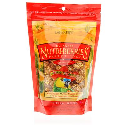 Lafeber Company Presents Lafeber's El-Paso Nutri-Berries 10oz Bag. Wild Flavors for an Untamed Taste. Made with Foods that a Bird Naturally Loves Red, Green & Chili Peppers Together with Cumin, Oregano, Garlic and Other Exotic Spices. They all Come Together to Create a Taste that's Zesty, Zingy, Spicy and Savory. [14365]