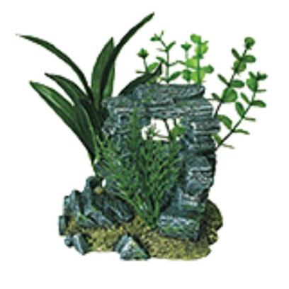 Penn Plax Presents Rock Arch with Plants Small 5.5' X 4''. A Natural Hand-Crafted Stone and Rock Structure, Artistically Arranged with Artifcial Plants''jungle Florals Series are Safe for all Freshwater and Marine Aquariums. [14983]