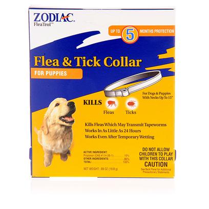 Wellmark Presents Zodiac Flea and Tick Collar for Puppies. Is Specially Sized and Formulated for Puppies. Protection Against Fleas and Ticks Continues Up to 5 Months and Stays Effective Even if the Collar Gets Wet. It is for Use on Dogs 12 Weeks of Age or Older. Zodiac [15096]