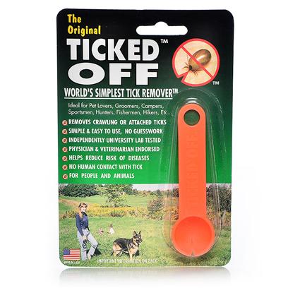 Buy Ticked off Tick Remover Orange Removes Crawling or Attached Ticks Completely, in One Motion, from People and Animals. Physician and Veterinarian Endorsed. Independently University Lab Tested. Proper Use Once the Tick has been Isolated, is Clearly Visible and Free from Obstruction, Place the Wide Part of the Notch on the Skin Near the Tick (Hold Skin Taut if Necessary). Applying Slight Pressure Downward on the Skin, Slide the Remover Forward so the Small Part of the Notch is Framing the Tick. Continuous Forwarding Sliding Motion of the Remover Detaches the Tick. Ticked Offtm's Specially Designed Notch Grabs the Tick's Mouthparts at Skin Level, and Removes them Entirely, without you Touching the Tick. The Tick can be Saved for Testing or Disposed Of. Easy for Anyone to Hold and Use, from the Very Young to the Elderly. Made in the Usa. [17459]