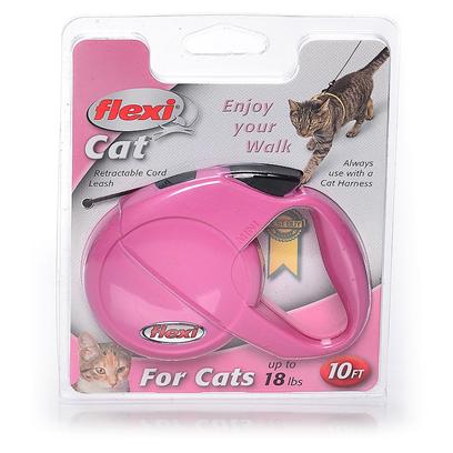 Flexi Presents Flexi Retractable Cord Leash for Cats 10ft Black. Retractable 10' Cord Leash for Use with Cats Up to 18 Lbs. Always Use with a Cat Harness. Case Pk 30 [17718]