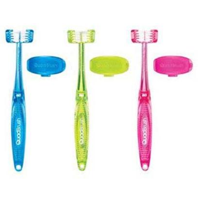 Petmate Presents Bamboo Quadbrush™ with Holder for Cats Bam Quadbrush Toothbrush Cat. Makes Brushing your Cat's Teeth Fast, Easy and Safe! Uniquely Designed Toothbrush Makes Brushing Safer, Faster, More Thorough and More Comfortable. Helps Cats Live Longer, Healthier, Happier Lives. 4 Bristle Heads for a Complete Cleaning 3 Bristle Heads Surround Teeth to Clean all 3 Tooth Surface Areas in One Motion Patented! 4th Head Helps "Prop" Mouth Open, Softens the Bite and Cleans the Opposing Tooth Comfort Handle with Grip Reduces Slipping During Brushing Includes Brush Cover to Keep Toothbrush Clean Between Uses [17720]