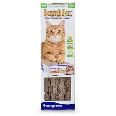 Omega Paw Presents Omega Cardboard Scratcher Scratch Box Everest. The Scratch Box Everest is a Refillable Scratch Box. The Base Holds the Cardboard Scratching Pad that Cats Prefer for Scratching. [18143]