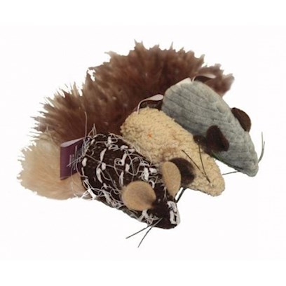 Multipet Yarn Mouse with Feather Tail Cat Toy