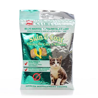 Mark and Chappell Presents Skin & Coat Treats for Cats 1.75oz Mc. A Delicious Snack Specially Formulated with Essential Vitamins & Minerals, to Condition & Care for your Pet's Skin & Coat. Helps Alleviate Dry and Flaky Skin and Reduce Non-Seasonal Shedding. Contains Omega-3 & Omega-6 Fatty Acids which are Essential in the Diet to Promote a Shiny & Glossy Coat. 50g Resealable Foil Pack [18526]