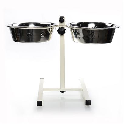 Loving Pets Presents Stainless Steel Adjustable Double Diner 5 Quart Lv Ss Dbl 5qt. This Double Diner is an Excellent Investment, the Adjustable Height Enables Usage from Puppy to Adult Canine Companion. [19200]