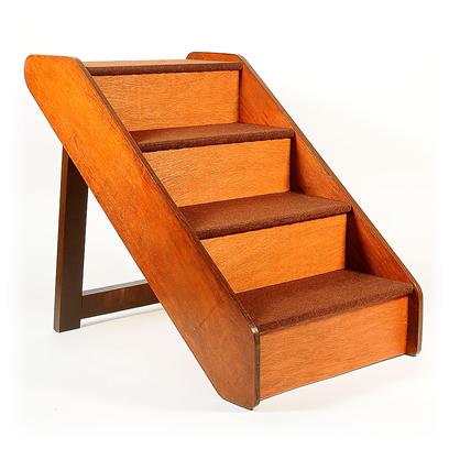 Solvit Presents Pupstep Wood Stairs X-Large. Solvit's Pupstep Wood Stairs Offer a Beautiful and Convenient Alternative for Helping Pets Reach their Favorite Places. The Sturdy Construction and Rich Walnut Finish Means these Stairs can be Proudly Displayed in any Home. If Needed, these Stairs can be Folded Flat for Convenient Storage or Transport. Safety Side Rails are Built into the Design so your Pet can Climb Up and Down with Confidence. No Assembly Required. For Larger Pets, or for any Pet Needing to Access a Very Tall Bed, Choose this Extra Large Model. 30" Long X 19" Wide X 25" High. [19460]