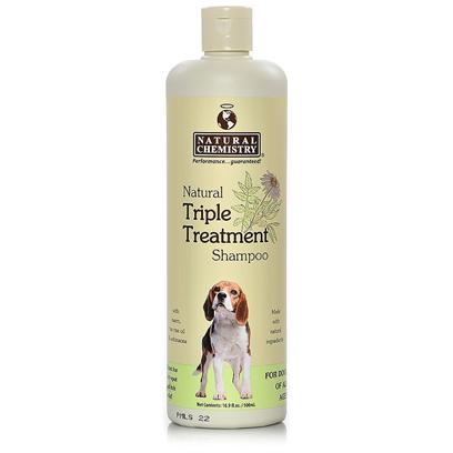 Natural Chemistry Presents Natural Chemistry Triple Treatment Shampoo 16oz. #11102 the Triple Treatment Shampoo Soothes & Relieves Common Skin Irritations Like Eczema, Hot Spots, Flea & Insect Bites, Allergies Etc. The Triple Treatment Shampoo Treats Fungal and Yeast Infections. The Triple Treatment Shampoo will not Wash out Spot-on Flea & Tick Protection. [19601]
