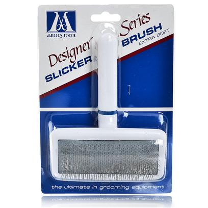 Millers Forge Presents Designer Slicker Brush Small. The Designer Series Slickers, from Millers Forge, are Attractive, Functional European Styling. Well-Made, Using Professional Quality Stainless Steel Pins. Large Comfortable Handles.Soft Touch, Exceptionally Gentle on Coats.Available in Large and Small Sizes. Small [19754]