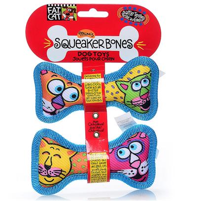 Petmate Presents Mini Squeaker Bones Toys 2 Pack. Finally! A Toy that doesn't Underestimate your Mini Dog's Tugging Power! At Fat Cat, we Know that Tough Dogs can Come in Small Packages! Designed for the Mini Dog who Tugs Like a Big Dog, Squeaker Bone Mini Dog Toys are Built for Serious Tugging Fun, yet Sized for Tiny Mouths. Aye Chihuahua! [20189]
