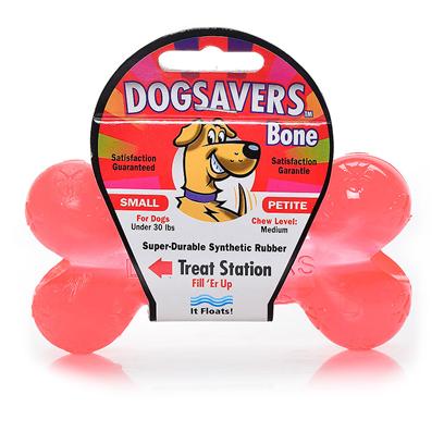Mammoth Presents Dogsavers Bone with Treat Station Small 4.5'. Made of Super Durable Synthetic Rubber, Perfect for Chomping and Interactive Play. Packaged in 5 Assorted Flavors (Grape, Pineapple, Lime & Orange). [20390]