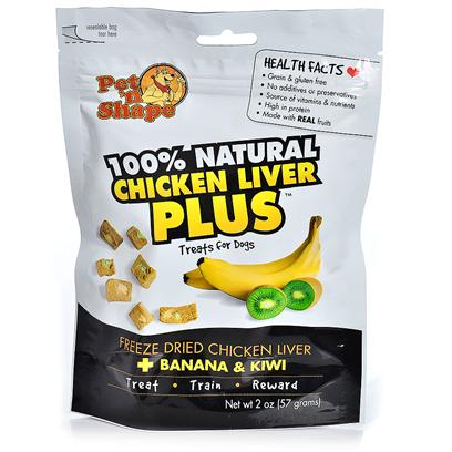 Pet 'N Shape/Pet Ventures Presents Freeze Dried Chicken Liver Plus 2oz Sweet Potato & Broccoli. Pet 'N Shape Liver Plus Treats are 100% Natural and are Feeze Dried to Preserve the Aroma, Full Flavor, and Complete Nutritional Value Found in Chicken, Liver, Fruits & Vegetables. They are Rich in Protein, Vitamins and Nutrients, and Make for a Healthy Snack to Treat, Train, and Reward your Dog. Made with Real Fruits & Vegetables. Grain & Gluten Free. No Additives or Preservatives. Source of Vitamins & Nutrients. High in Protein [20654]