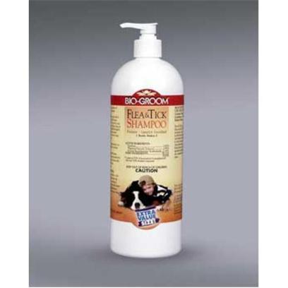 Bio Groom Presents Flea & Tick Conditioning Shampoo 32oz. Conditioning Baby Mild Protein-Lanolin Based Shampoo with Pyrethrins for Maxim Effectiveness in Killing Fleas Lice and Ticks. Rinses Easily and Fresh Smelling. Safe with Proban (R) and can be Used on Puppies and Kittens. [21268]