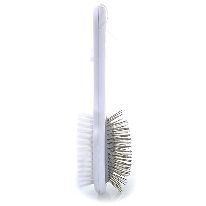 Millers Forge Presents Professional Combination Brush-Mf Pro Brush Large. Reverse Side Bristle Brush for Pets that Feature a Finger Notched Premium Handle and Safety Ball Tip Side for Initial Brushing. Nylon Side for Finishing. Small [21419]