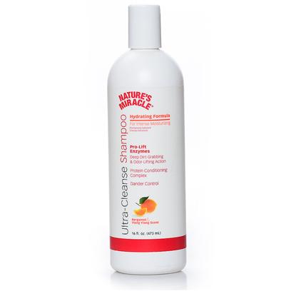 Nature's Miracle Presents Nature's Miracle Hydrating Shampoo 16oz. Nature's Miracle Ultra-Cleanse Shampoo Hydrating Formula is Ideal for Dogs that Require Intense Moisture Due to Dry Skin Problems. Our Pro-Lift Enzyme Action is Derived from Nature's Miracle Advanced Stain & Odor Technology. Provides Unique Odor & Dirt Lifting Action. Features for Intense Moisturizing • Pro-Lift Enzyme Action • Deep Dirt Grabbing & Odor Lifting Action • Protein Conditioning Complex • Dander Control 16 Oz Bergamot & Ylang Scent [21525]