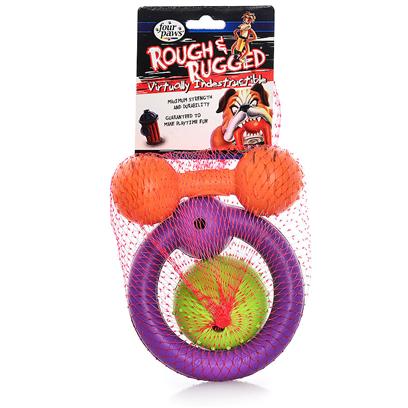 Four Paws Presents Rough & Rugged Rubber Fun Pack Fp Toy. Part of a Complete Line of Unique and Traditional Style Toys Made with the Highest Grade of Rubber and Filled with Unique Polymers to Give Extra Bounce. [21706]