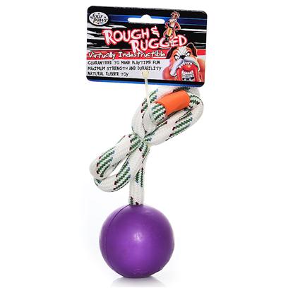 Four Paws Presents Rough & Rugged Rubber Rope Ball Fp Toy Rope/Ball 2.75'. Part of a Complete Line of Unique and Traditional Style Toys Made with the Highest Grade of Rubber and Filled with Unique Polymers to Give Extra Bounce. Available in 3 Sizes. 2 3/4" [21718]