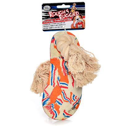 Four Paws Presents Rough & Rugged Rubber Sandal with Rope Fp Toy Large (Lg). Part of a Complete Line of Unique and Traditional Style Toys Made with the Highest Grade of Rubber and Filled with Unique Polymers to Give Extra Bounce. Small [21722]