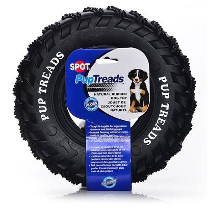 Ethical Presents Pup Treads Recycled Rubber Tire Toy 8' Spot. Tough & Durable for Aggressive Chewers and Teething Pups, Natural Flossing Action for Clean Teeth and Healthy Gums, Made with Recycled Materials for a Healthier Cleaner Environment. [21780]