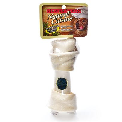 Beefeaters Presents Nat Bone Beef Natural 9-10'. "Made from 100% Highest Quality Natural Rawhide Available. No Artificial Preservatives, Colors, or Flavors Added. Helps Reduce Tartar & Massages Gums." [22244]