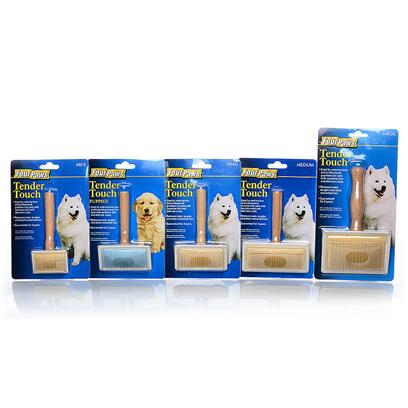 Four Paws Presents Tender Touch Slicker Brush Fp Small. Four Paws Tender Brushes are Manufactured with Strong Wooden Handles, Stainless Steel Pins and Reinforced Rubber Pads Allowing all Animals to be Brushed with a Tender Touch. Small [22702]