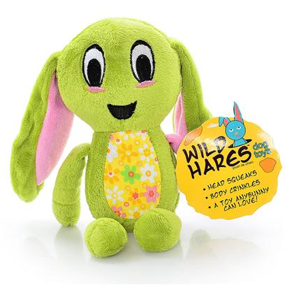 Our Pets Company Presents Wild Hares Dog Toys 6pc Asst Ourpets. Far, Far Away on a Quiet, Undisturbed Planet, Lives a Herd of Eclectic Bunnies....Who Sold us the Right to Use their Likenesses for a Rocket-Load of Carrots and a Calculator (so they Could Multiply). Wild Hares™ Fill a Void in the Toy Aisle for Toys with "Attitude" and Appeal to Pet Parents as Being Totally Unlike Others Available. Wild Hares' Bodies are Crinkley, and they Squeak! Set Includes Classic, Goth, Pirate, Alien, Ninja and Hippie Hares. [22877]
