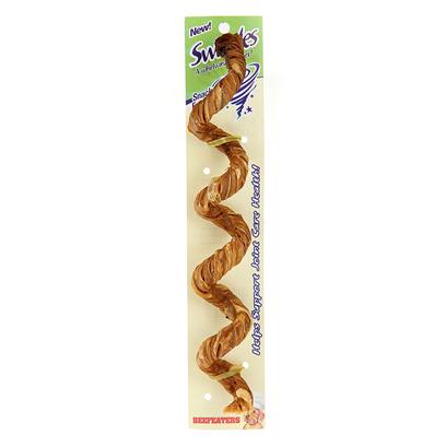 Beefeaters Presents Swizzles Beef Tendon 6-7'. Swizzles have an Irresistible Flavor that Dogs Love Swizzles are 100 Percent Natural and will Give your Dog Lots of Chewing Pleasure its Unique Shape lets your Dog Hold and Play with it while they Enjoy the Great Taste. [23052]