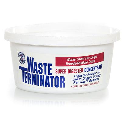 Huron/Hueter Toledo Presents Waste Terminator Gram Hueter 180gr. The only Digester for Best Results in your Doggie Dooley. Easy to Use-Environmentally Safe-100% Biodegradable. Directions Mix One Tablespoon of Enzymes with One Quart Warm Water. Stir Mixture into Contents of the Doggie Dooley System. Allow 24 Hours Before Adding any More Waste. This should Speed the Digestive Action. Continue to Follow the Directions for your Doggie Dooley System. [23206]