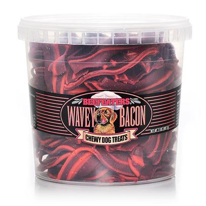 Beefeaters Presents Wavey Bacon Chewy Dog Treat 2lb Jar Beef. Chewy Treat in Resealable Jar. Looks Like Bacon Strips [23215]