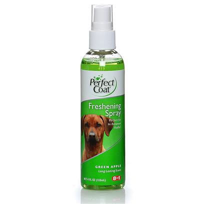 8 in 1 Presents Pro Pet Green Apple Freshening Scent Spray 4oz 8in1 Fresh Spry. Perfect Coat Crisp Apple Freshening Spray Nourishes, Detangles and Adds Shine to the Coat. Formulated with the Help of Groomers to Ensure this Spray Contains the "Must have" Combination of Premium Ingredients to Meet the Demands of the Most Discriminating Pet Grooming Needs. [23655]
