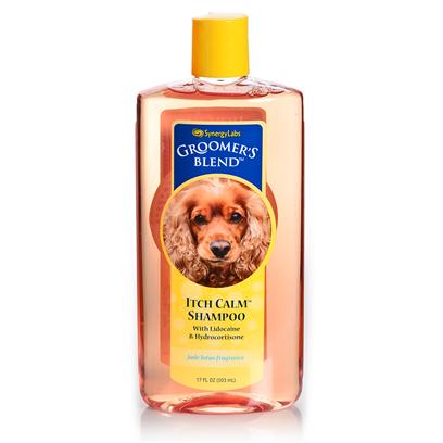 Synergy Labs Presents Groomers Blend Itch Calm Shampoo 17oz. With Lidocaine & Hydrocortisone. Reduces Pain and Irritation. Advanced Formula Provides Rapid Relief of Pain and Discomfort Due to Itchy, Irritated Skin that can be Caused by Allergies, Insect Bites, Eczema, Dermatitis & Inflammation. Formulated with Lidocaine to Numb Itch, Burning and Soreness. Jydrocortisone has been Added to Reduce Swelling, Irritation and Inflammation and to Help Elimiate the Bacteria that Cause Odor and Itching. 17 Oz [23693]
