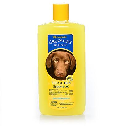 Synergy Labs Presents Groomer’S Blend Flea and Tick Shampoo 17oz. Groomer's Blend Flea and Tick Shampoo Kills on Contact and Leaves your Pet Smelling Fresh and Clean. It Gently Cleanses and Exfoliates Skin and Coat. It Leaves the Coat Soft and Lustrous. Gently Cleanses and Exfoliates Skin and Coat. When Shampooing Animal, Avoid Eyes. Use Cloth or Sponge to Shampoo Around Animal's Eyes. Wear Rubber Gloves (Mitts) when Applying this Product. Thoroughly Wet the Entire Hair-Coat with Warm Water and then Apply Enough Shampoo to Make a Lather and Work Thoroughly into the Haircoat. For Maximum Parasite Control Allow Lather to Remain in Contact with Skin for Five to Ten Minutes Before Rinsing. Do not Reapply Product for 7 Days. Do not Use on Nursing Puppies or Kittens under 12 Weeks of Age. [23694]